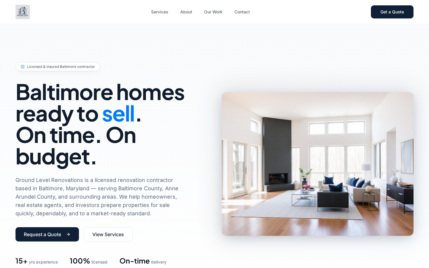 Ground Level Renovations website preview